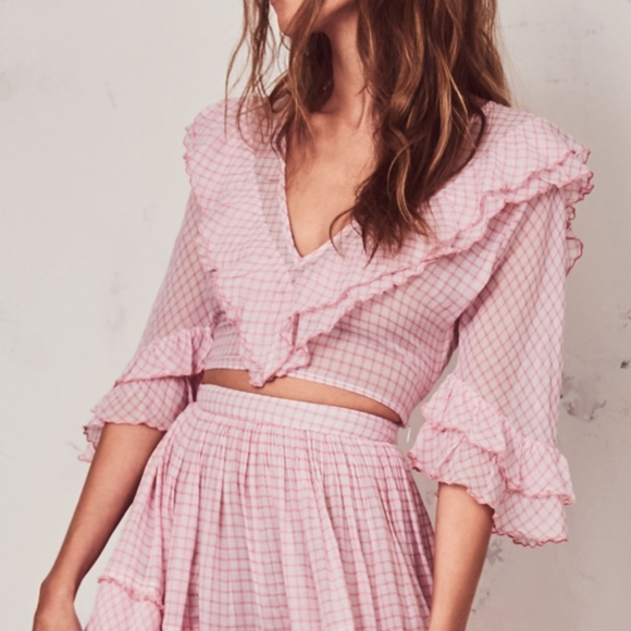 LoveShackFancy Tops - LoveShackFancy BRAND NEW Black Top Pink size XS